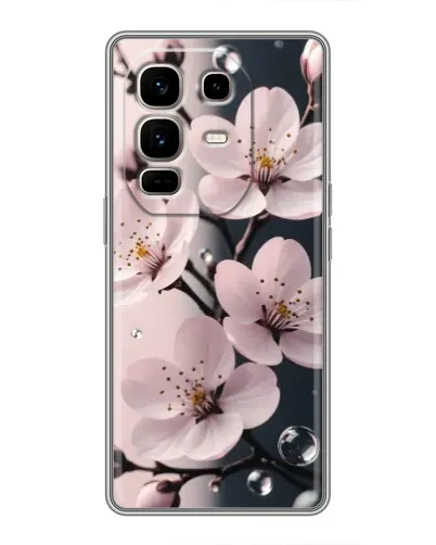 Чехол для Infinix Note 50 Pro Plus с картинкой «Нежная сакура и капли» Чехол для Infinix Note 50 Pro Plus с картинкой «Нежная сакура и капли»