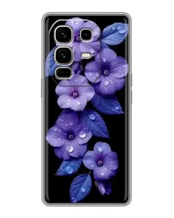 Чохол для Infinix Note 50 Pro Plus з картинкою «Фіолетові квіти з росою»