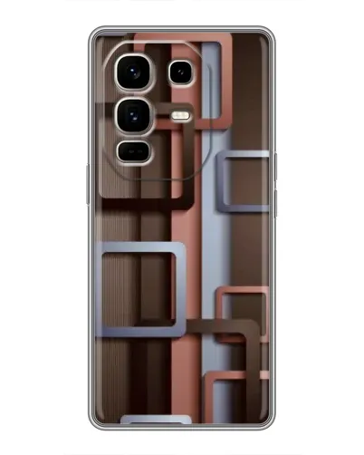 Чохол для Infinix Note 50 Pro Plus з картинкою «Коричневі об'ємні квадрати»