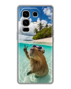 Чехол для Infinix Note 50 Pro Plus с картинкой «Капибара на море»