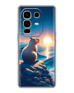 Чехол для Infinix Note 50 Pro Plus с картинкой «Закат солнца с капибарой»