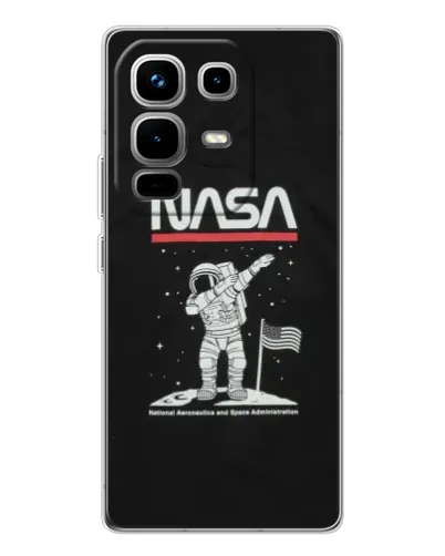 Чехол для Infinix Note 50 Pro с картинкой «NASA — шагаем по Луне»