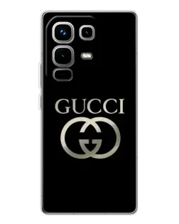 Чехол для Infinix Note 50 Pro с картинкой «Gucci — золото на черном»