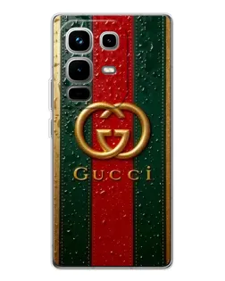 Чехол для Infinix Note 50 Pro с картинкой «Gucci — фирменная полоса и золото»