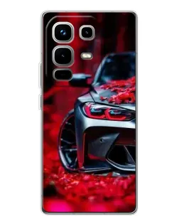 Чехол для Infinix Note 50 Pro с картинкой «Спортивная BMW и цветы»