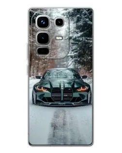 Чехол для Infinix Note 50 Pro с картинкой «BMW в зимнем лесу»