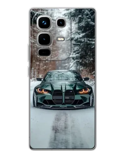 Чехол для Infinix Note 50 Pro с картинкой «BMW в зимнем лесу»