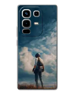 Чехол для Infinix Note 50 Pro с картинкой «Герой PUBG на скале»