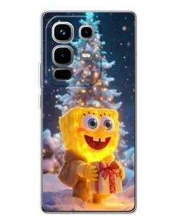 Чехол для Infinix Note 50 Pro с картинкой «Рождественский Спанч Боб»