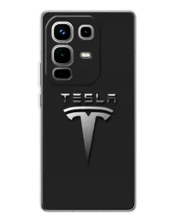 Чехол для Infinix Note 50 Pro с картинкой «Стальной логотип Tesla»