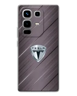 Чехол для Infinix Note 50 Pro с картинкой «Металлическая текстура Tesla»