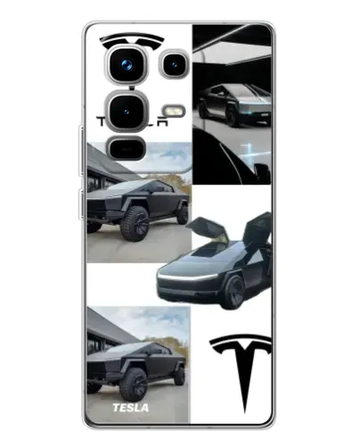 Чехол для Infinix Note 50 Pro с картинкой «Коллаж Cybertruck Tesla»
