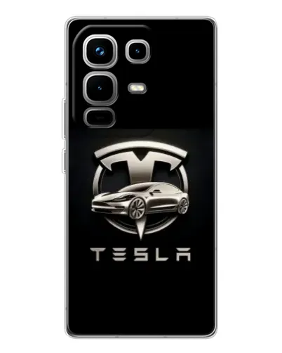 Чехол для Infinix Note 50 Pro с картинкой «Tesla — серебристое авто»