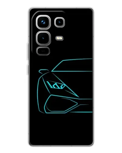 Чехол для Infinix Note 50 Pro с картинкой «Голубой силуэт Lamborghini»
