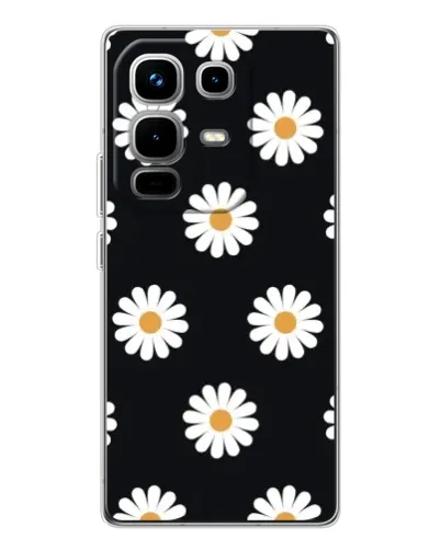 Чехол для Infinix Note 50 Pro с картинкой «Ромашки на черном»
