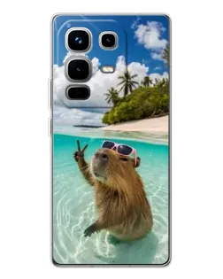Чехол для Infinix Note 50 Pro с картинкой «Капибара на море»