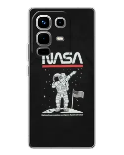 Чехол для Infinix Note 50 с картинкой «NASA — шагаем по Луне»