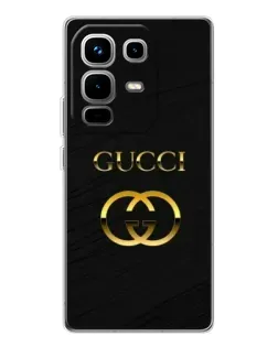 Чехол для Infinix Note 50 с картинкой «Золотой логотип Gucci»