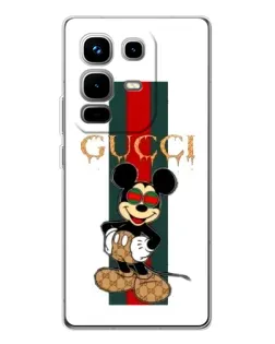 Чехол для Infinix Note 50 с картинкой «Микки Маус Gucci — полосы»