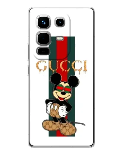 Чехол для Infinix Note 50 с картинкой «Микки Маус Gucci — полосы»