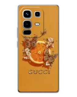 Чехол для Infinix Note 50 с картинкой «Gucci — золотые бабочки»