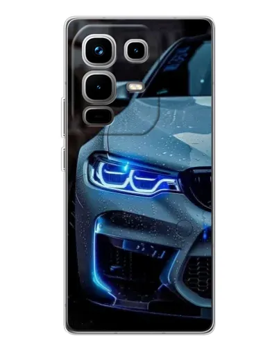 Чехол для Infinix Note 50 с картинкой «Взгляд BMW с синими фарами»