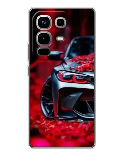 Чехол для Infinix Note 50 с картинкой «Спортивная BMW и цветы»