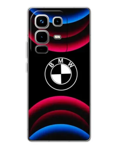 Чехол для Infinix Note 50 с картинкой «Логотип BMW и неоновые дуги»