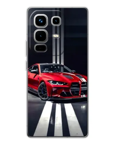 Чехол для Infinix Note 50 с картинкой «Красная BMW на дороге»