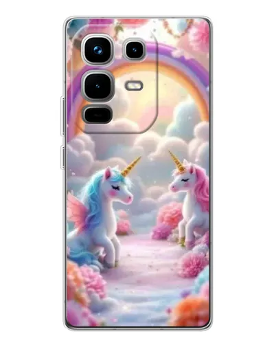 Чехол для Infinix Note 50 с картинкой «Радуга и единороги»