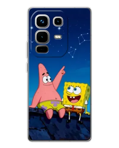 Чехол для Infinix Note 50 с картинкой «Губка Боб и Патрик ночью»