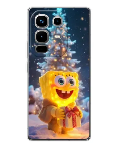 Чехол для Infinix Note 50 с картинкой «Рождественский Спанч Боб»