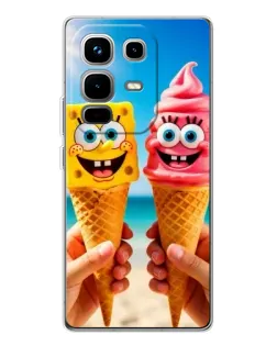 Чехол для Infinix Note 50 с картинкой «Спанч Боб мороженое»