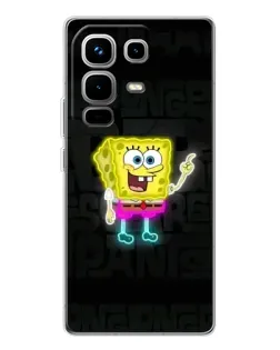 Чехол для Infinix Note 50 с картинкой «Неоновый Губка Боб»
