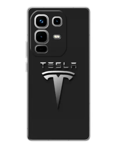Чехол для Infinix Note 50 с картинкой «Стальной логотип Tesla»