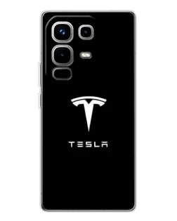Чехол для Infinix Note 50 с картинкой «Tesla White Logo»