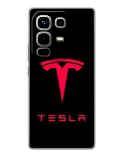 Чехол для Infinix Note 50 с картинкой «Tesla Red Logo»
