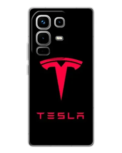 Чехол для Infinix Note 50 с картинкой «Tesla Red Logo»
