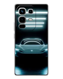 Чехол для Infinix Note 50 с картинкой «Tesla в неоне»