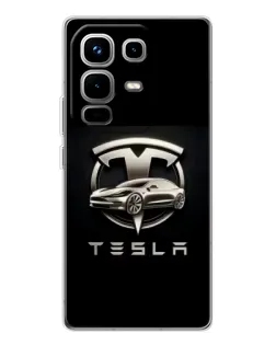 Чехол для Infinix Note 50 с картинкой «Tesla — серебристое авто»