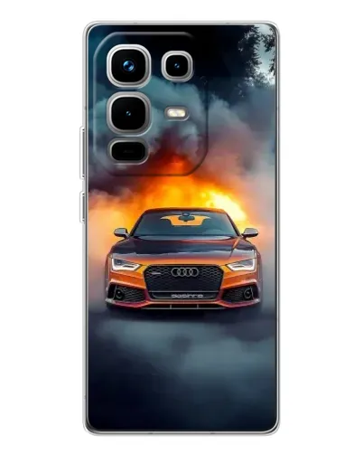 Чехол для Infinix Note 50 с картинкой «Audi в огненном дыму»