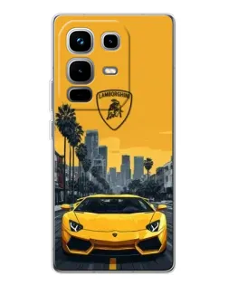 Чехол для Infinix Note 50 с картинкой «Желтый Lamborghini город»