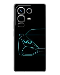 Чехол для Infinix Note 50 с картинкой «Голубой силуэт Lamborghini»