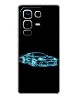 Чехол для Infinix Note 50 с картинкой «Неоновый контур Lamborghini»