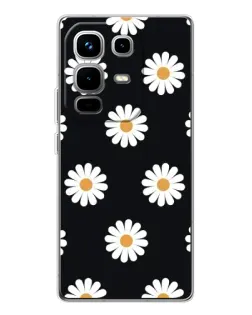 Чехол для Infinix Note 50 с картинкой «Ромашки на черном»