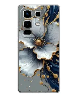 Чехол для Infinix Note 50 с картинкой «Белый цветок и золотой флюид»