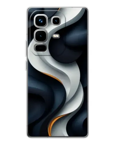 Чехол для Infinix Note 50 с картинкой «Объемные черно-белые ленты»
