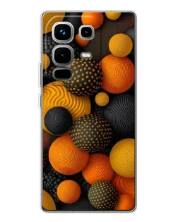 Чехол для Infinix Note 50 с картинкой «Объемные оранжевые сферы»