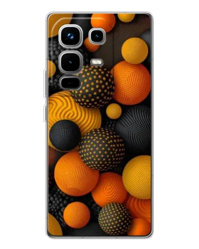 Чехол для Infinix Note 50 с картинкой «Объемные оранжевые сферы»