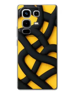 Чехол для Infinix Note 50 с картинкой «Черное желтое переплетение»